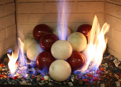 picture 3 of terracotta fireballs, unique decorative fireplace objects