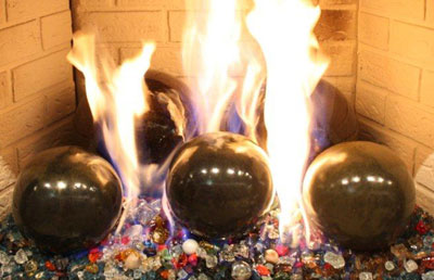picture 2 of terracotta fireballs, unique decorative fireplace objects