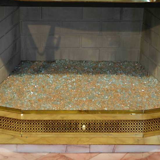 Fireplace Glass using Aquatic Glassel