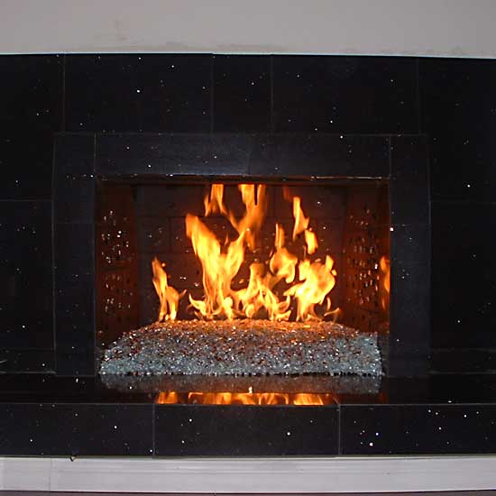 Fireplace Glass using Aquatic Glassel