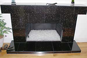 Fireplace with Clear Aquatic Glassel